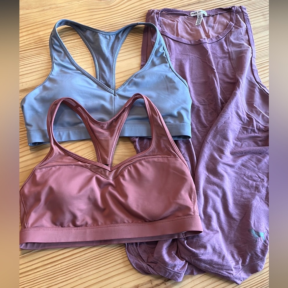 Victoria’s Secret Sport Bras and Super Soft PINK tank, Women’s Size Small